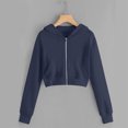 thumbnail image 3 of Kaemgyyd Womens Zip up Hoodies Long Sleeve Cropped Sweatshirts Plus Size Jackets Fall Outfits Casual Solid Color Tops with Pockets, 3 of 4