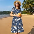 thumbnail image 4 of Uemuo Forest Elk Print Womens Summer Dress Casual Swing Short Sleeve Sundresses Beach A-line Shift Dress, 4 of 6