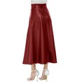 thumbnail image 6 of Skirts for Women Flowy Faux Leather High Waisted Solid A Line Pleated Ruffles Red Beach Long Skirt XL, 6 of 7