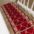 thumbnail image 7 of Slip-Resistant, Non-Adhesive, Durable, Stain-Resistant, Washable 8.5x26 in. Stair Treads to Enhance Safety, Protect Stairs, and Reduce Noise. Red French Fleur De Lis Design, Set of 13, 7 of 7