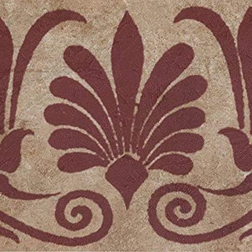 Concord Wallcoverings Aesthetic Wallpaper Border Featuring Burgundy Pattern on a Beige Background, Size 5.25 Inches by 15 Feet SS75494