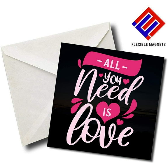 All You Need Is Love - Quote Magnet for refrigerator. Great Gift! By Flexible Magnets