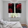 thumbnail image 5 of Red Rose Kitchen Curtains Small Short 39 Inch Length, Vintage Abstract Garden Flower Floral Black Grommet Top Bedroom Living Room Curtains, Light Filtering Cafe Curtain Drapes 2 Panels Set 55''x39'', 5 of 9