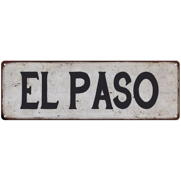 EL PASO Vintage Look Rustic Metal 8x24 Sign City State 108240041108