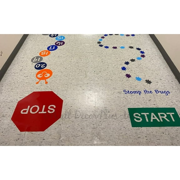Start Stop Sign Sensory Path Floor Decals for Kids - Die-Cut Vinyl Sensory Walk Decals - Education Sensory Walking Path Stickers - School Hallway Decor - Classroom Floor Stickers, Red, Green