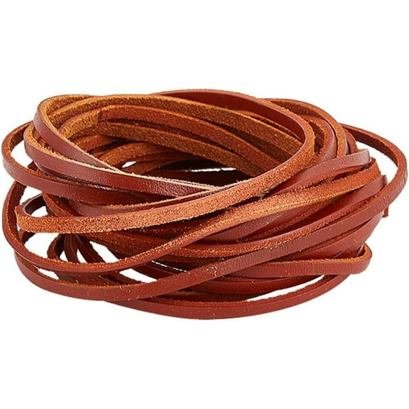 3mm x 5m Genuine Leather Strip Flat Leather Cord 2mm Thick Cowhide Leather String Strap Braiding Thread Rope for Bracelets Neckacle Jewellery Making Lace DIY Beading Crafts Camel
