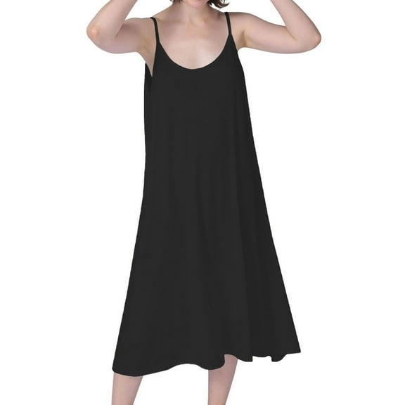 Previn Women's Cotton Nightgown Plus Size Night Dress Soft Rayon Summer Sleeveless Knee Length Comfy Nightie Pajama Dress Sleep Black X-Large