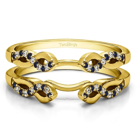Diamonds (G,I2) and Sapphire Mounted in Sterling Silver Infinity Ring Guard Enhancer (0.38ctw)