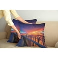 thumbnail image 3 of Ambesonne Landscape Throw Pillow Cover 2 Pack, Wooden Bridge on Sea, 18", Orange Navy, 3 of 6