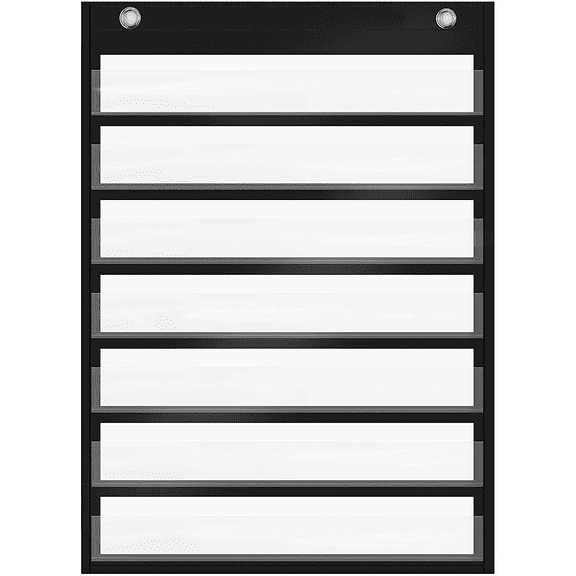 4 Pcs With Strong Attachment Force Pocket Chart, 7-Layer DIY Daily Schedule Pocket Chart for Classroom, Black, Blue, Purple, Beige, With Strong Attachment Force Whiteboard Hanging Pocket Chart