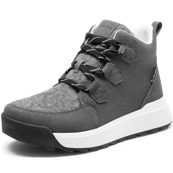 Botas de nieve AIRHAS para mujer, cálidas y resistentes al agua, color gris 8