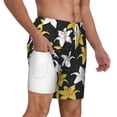 thumbnail image 3 of Balery Lilies Flowers Mens Swim Trunks Swim Shorts for Men Quick Dry Inseam Beach Shorts with Compression Liner Pocket-XX-Large, 3 of 9