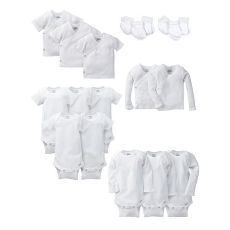 Gerber Layette White Essentials Baby Shower Gift Set, 19pc (Baby Boys or Baby Girls,