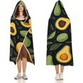 thumbnail image 3 of Green Avocado Blanket Hoodie Tropical Fruit Soft Hooded Blanket Fleece Throw Blankets Comfy Hoodie Blankets for Adult And Kids Comfortable Throw Blankets Suitable for Sofa Living Room Bedroom, 3 of 6