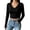 18#Black, variant on Women's V-Neck Cropped T-Shirt Long Sleeve Slim Fit Solid Lightweight Thin Trendy Casual Basic Top for Everyday Wear Black M