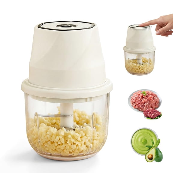 Electric Garlic Chopper, 2026 Upgraded Food Processor, USB Rechargeable Portable Wireless Veggie Chopper With 6 Stainless Steel Blades For Garlic, Onion, Chili, Nuts And Meat (White)