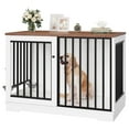 thumbnail image 5 of Homfa Dog Crate Furniture, 47.2''W Wooden Indoor Dog Cage Table with Sliding & Lockable Doors, White, 5 of 7