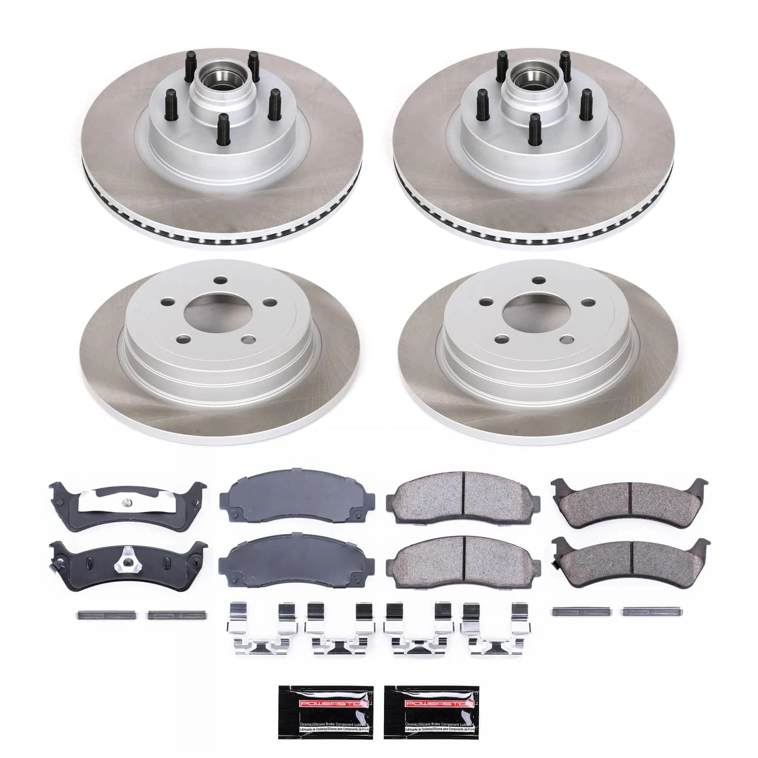PowerStop Front and Rear Semi-Coated Rotor and Low-Dust Ceramic Brake Pad Kit SC5593