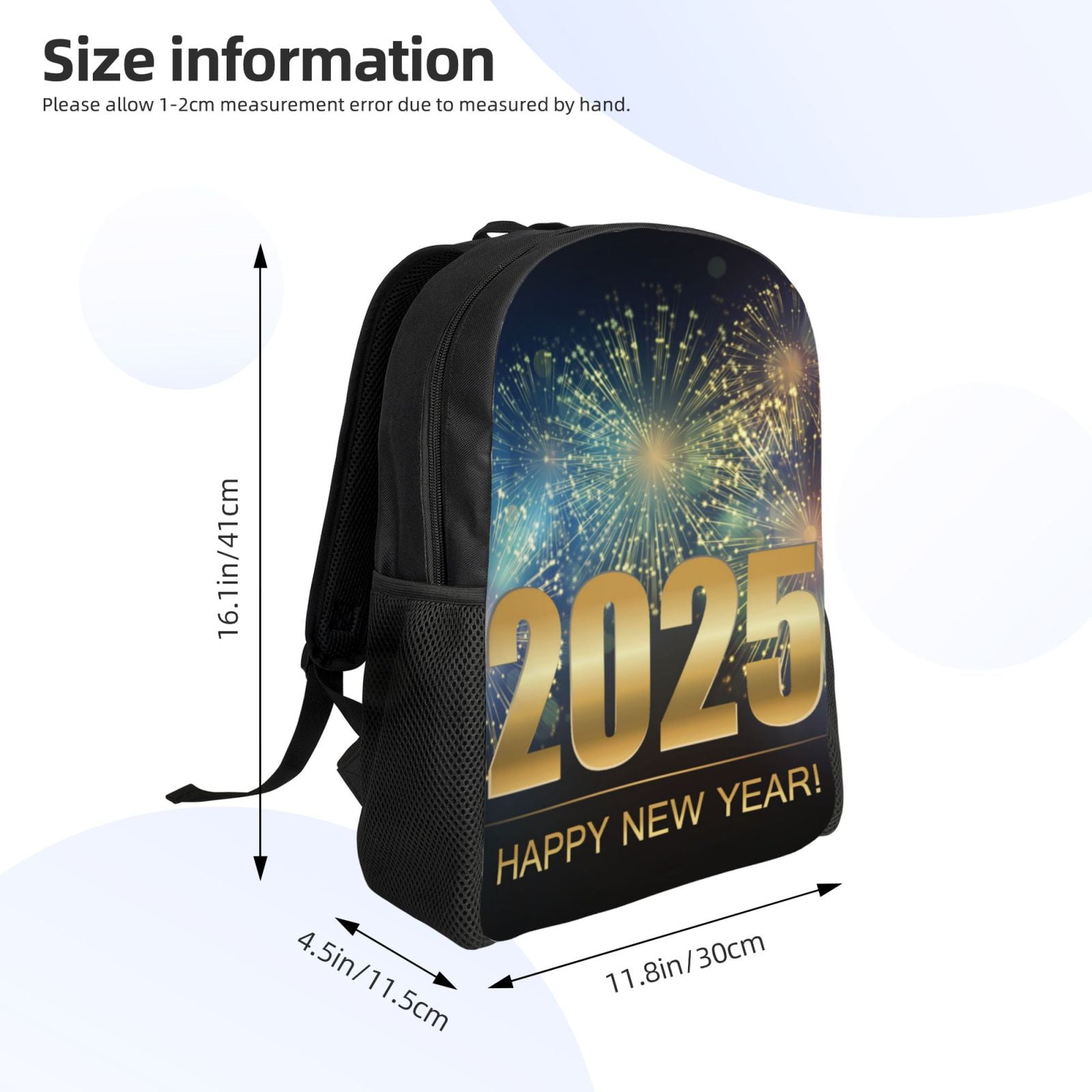 Xecao 2025 New Year 5 Print School Backpack with Laptop Compartment Small Travel Laptop Backpack for Women Men Waterproof College Backpack Simple School Bag