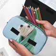 thumbnail image 6 of Rateoe Dog Wrapped in Towel Pattern Double Clamshell Pen Case, Storage Organizer with Two Zipper Compartments– Holds Up to 50 Pencils & Pens, 6 of 7