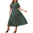 thumbnail image 1 of Vestido casual de manga corta con estampado floral y talla grande para mujer, 1 of 8