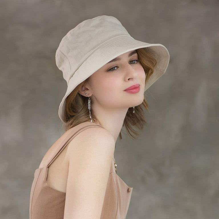 Yirtree Womens Cotton Wide Brim Sun Hats UPF50+ UV Packable Beach Hat  Summer Bucket Cap for Travel 