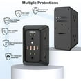 thumbnail image 5 of JcBlaon SE660-BLACK 6 Outlet Surge Protector 4 USB Ports (2 USB C) with Accessories Included, 5 of 14