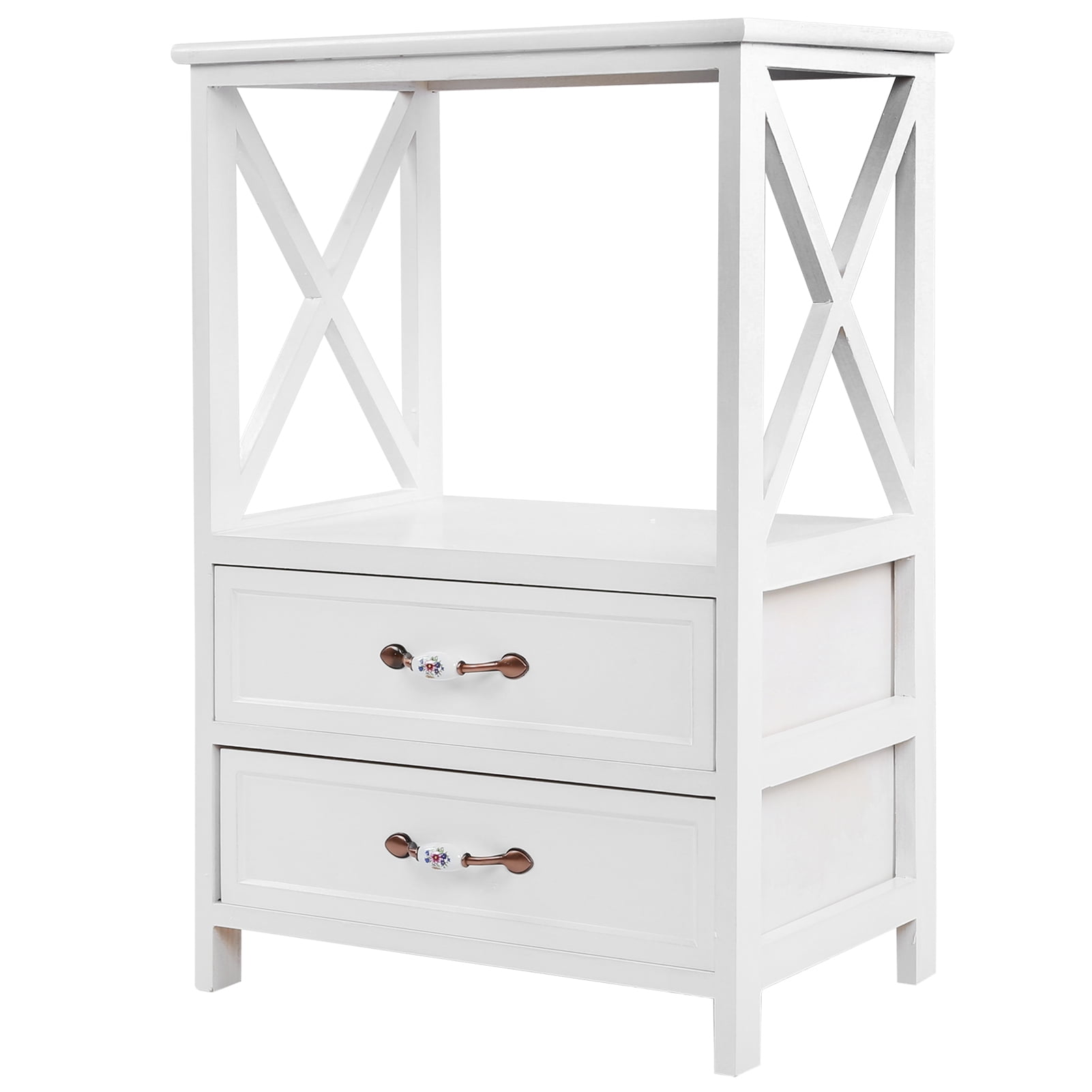 LYUMO Nightstand Bedroom Night Table with 2 Drawers Storage Shelf
