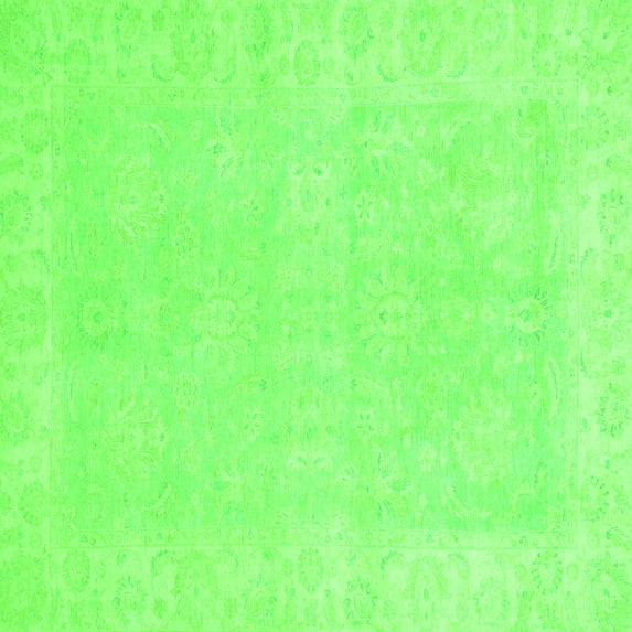 Ahgly Company Indoor Square Oriental Green Traditional Area Rugs, 8' Square