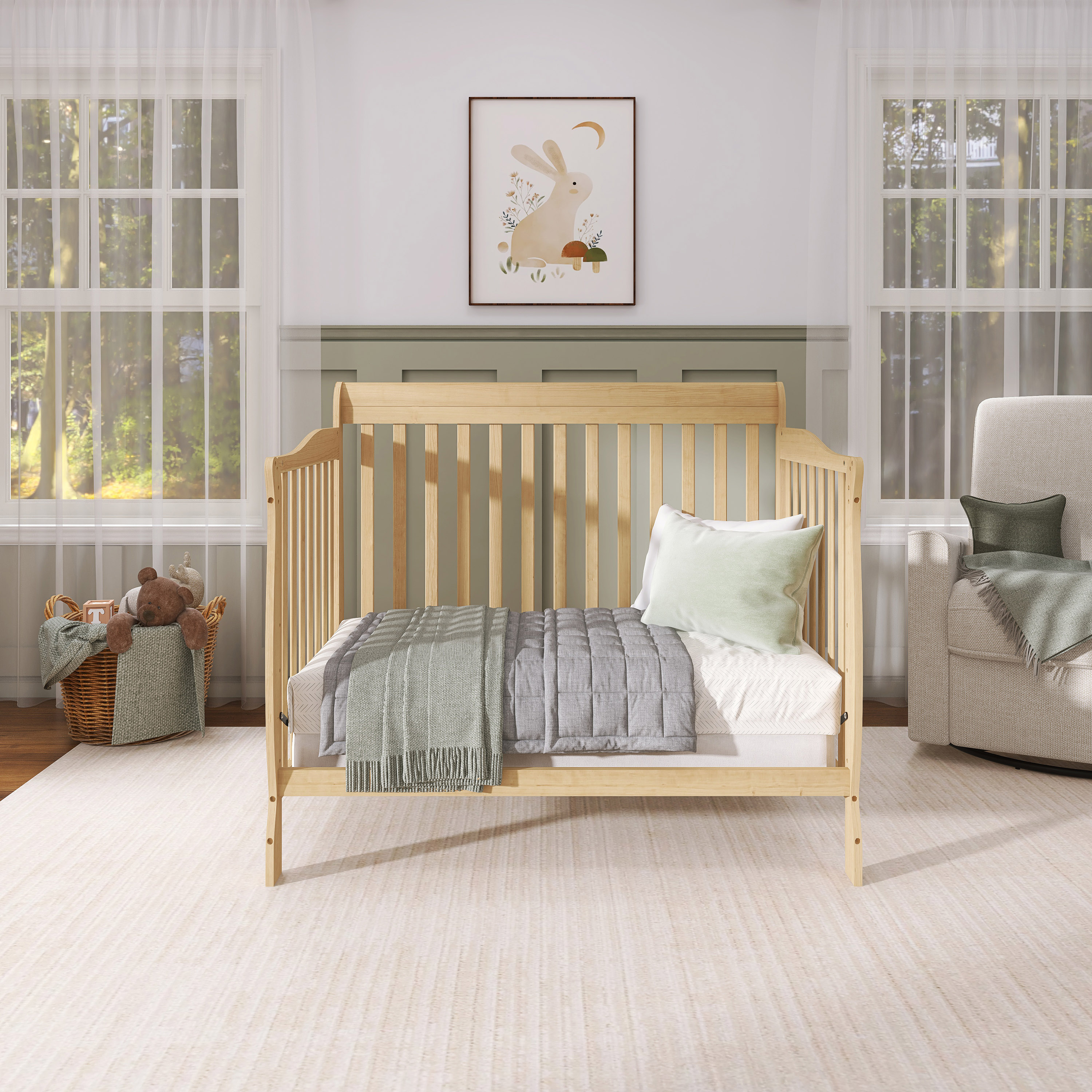 Dream On Me Ashton 5-in-1 Convertible Crib, Natural, Greenguard Gold and JPMA Certified