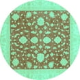 thumbnail image 1 of Ahgly Company Indoor Round Oriental Turquoise Blue Traditional Area Rugs, 6' Round, 1 of 4