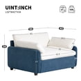 thumbnail image 3 of Oversized Single Sofa Chair Indoor, 50" W Upholstered Sofa Armchair with Two Throw Pillows and Wood Legs, Modern Color-Blocking Chenille Accent Chair for Living Room, Blue+Cream, 3 of 9