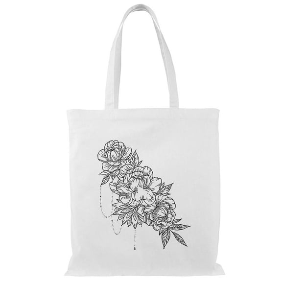 Smartprints Bouquet Sketch Tote Bag - Image by Shutterstock, One Size Cotton Canvas Tote Bag
