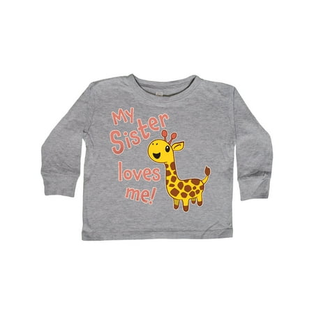 

Inktastic My Sister Loves me- cute giraffe Gift Toddler Boy or Toddler Girl Long Sleeve T-Shirt