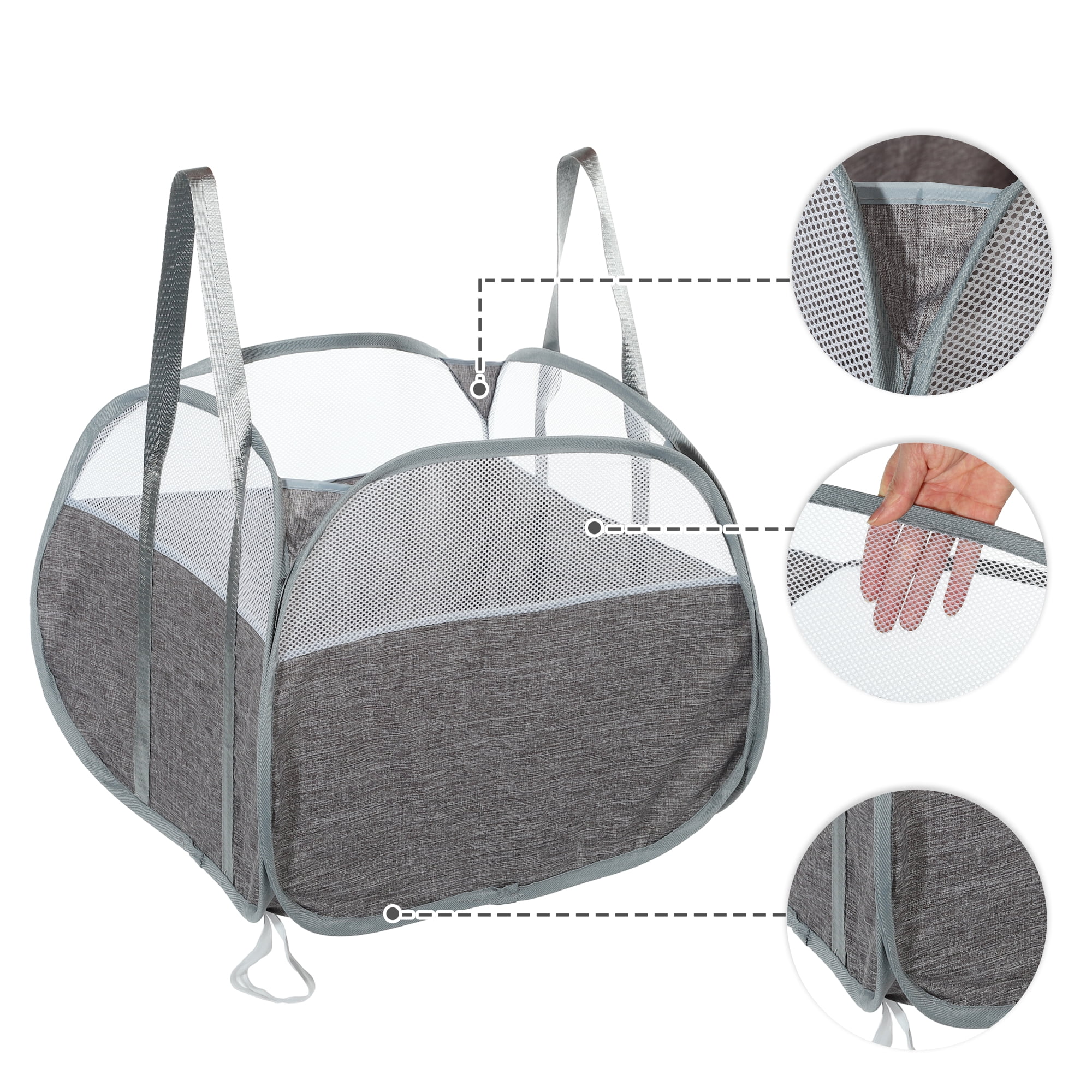 Unique Bargains Folding Breathable Hamper Basket for Bathroom 1 Pc Gray