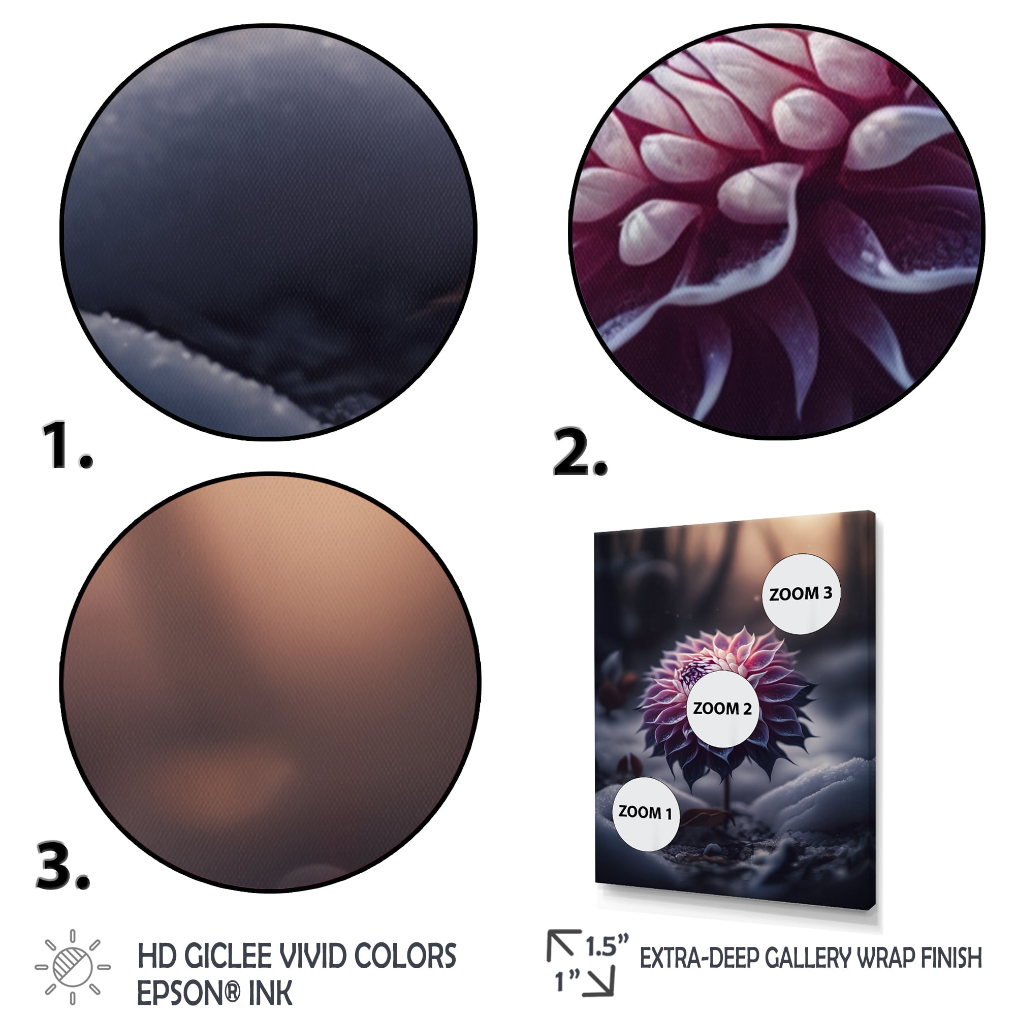 Designart A Blooming Purple Dahlia Flower In Winter II Canvas Wall Art
