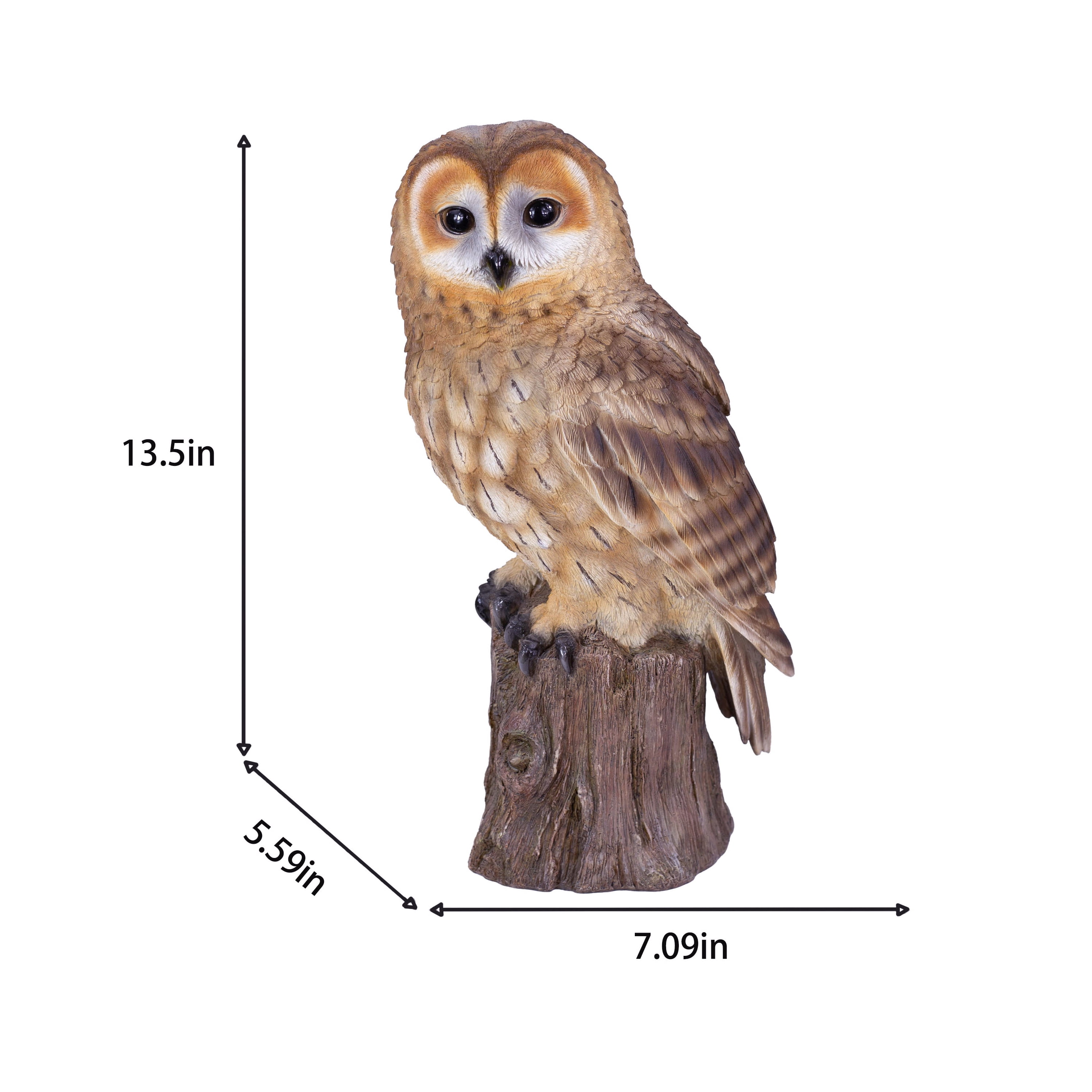 SOREAL Brown Owl on branch | Handcrafted Decorative Bird Statue for Home & Garden | Premium Polyresin, Weather-Resistant Indoor/Outdoor Decor
