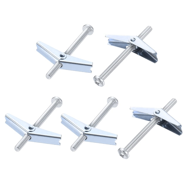 Uxcell M8 x 100mm Vis Mâle à Ressort Creuse Murale Tête Ronde Boulon à Bascule 10 Pcs