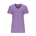 thumbnail image 6 of Clearance under $10 Charella Fashion Women's Summer V-Neck Solid Short Sleeve Casual Top Blouse Purple,S, 6 of 8