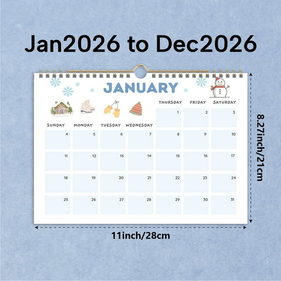 Tyidzon 2026 Calendar,12 Month Wall Calendar Runs from Jan 2026 to Dec 2026, 8" X 11", Monthly Calendar for Home or Office