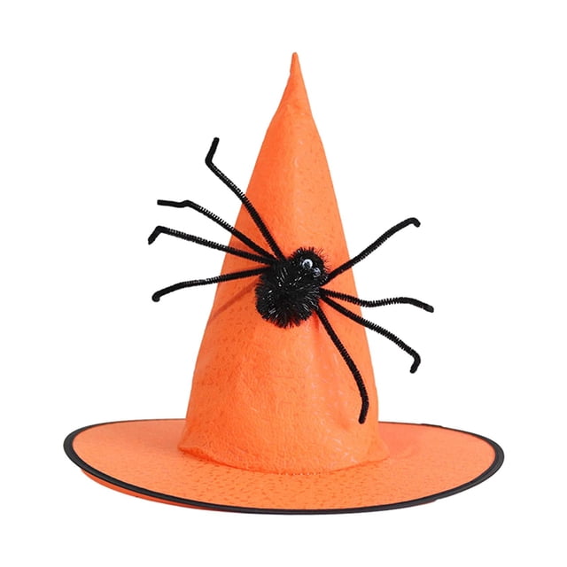 Sombrero de Mago Moderno Salvador Gorro de Decoración de Araña de Ala Ancha Naranja