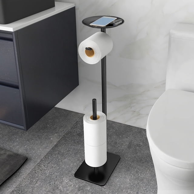 Soporte de papel higiénico FEILERN para suelo de baño negro