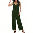 thumbnail image 2 of Sentmoon Spring Jumpsuits for Women Sleeveless Crew Neck Athletic Romper Solid Color Pleated Regular Fit Overalls for Women Summer for Daily and Commute S-2XL, 2 of 7