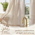 thumbnail image 2 of Curtainking Striped Kitchen Curtains Linen Rod Pocket Cafe Curtains Semi-Sheer Rustic Farmhouse Tier Curtains 26x36 inch 2 Panels Tan on Beige, 2 of 11