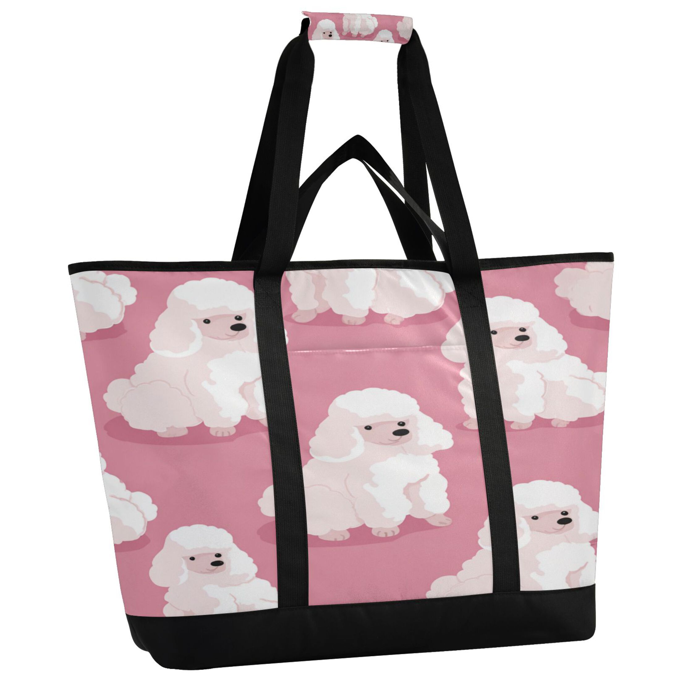 Extra-Large Wide Opening Design Capacity Hand-Held Ice Pack Thickened Insulation Layer For Long-Lasting Cold Retention For Outdoor Shopping Picnics And Camping Cute White Dogs