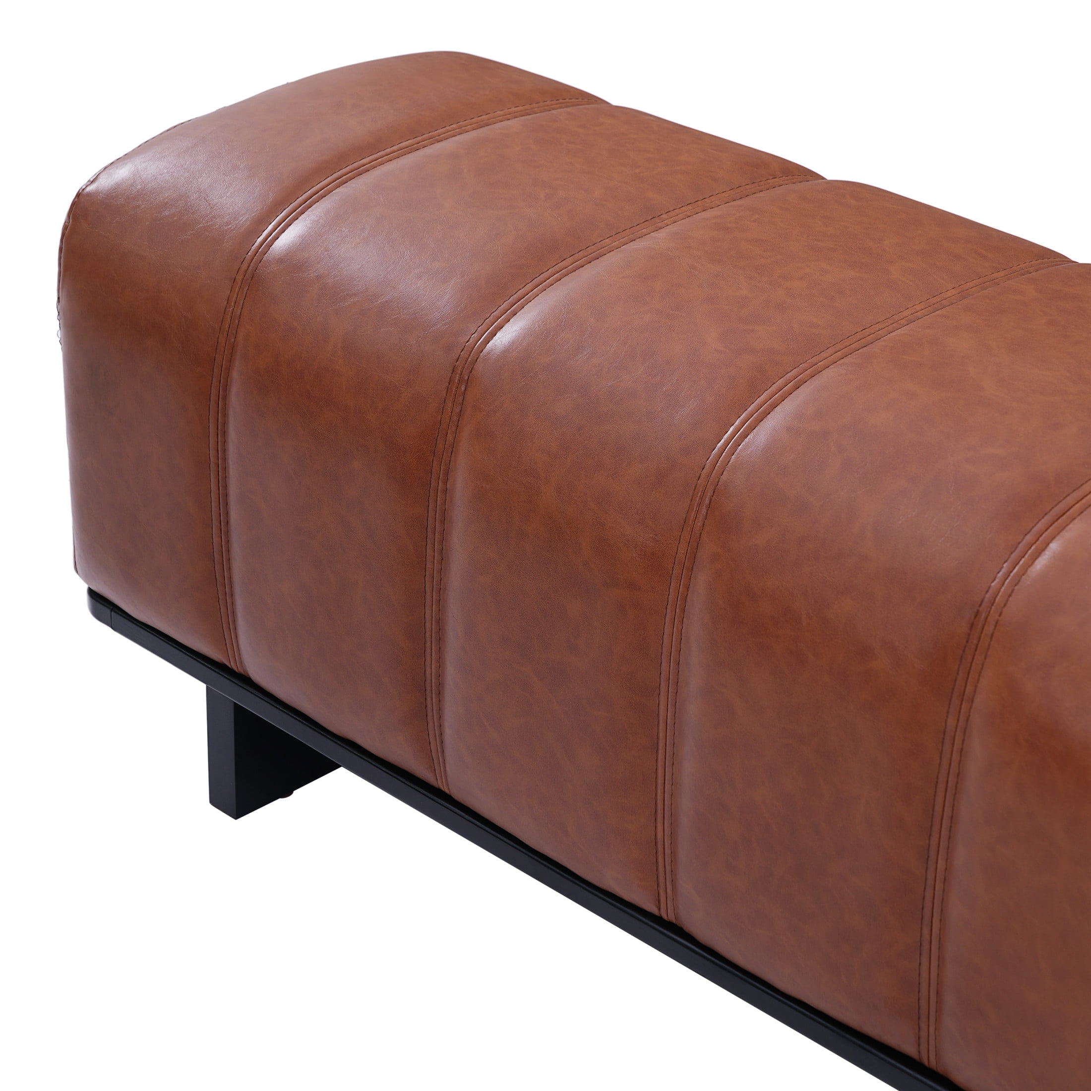 Christopher Knight Home 63.6" Modern PU Leather Dining Bench with Rubberwood Legs, Brown