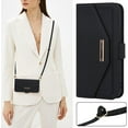 thumbnail image 3 of Crossbody Wallet for iPhone 15 Case with Adjustable Lanyard Strap Credit Card Holder 6.1",PU Leather Handbag Purse Kickstand Make Up Mirror Cover Case for Men Women Girl,Black, 3 of 7