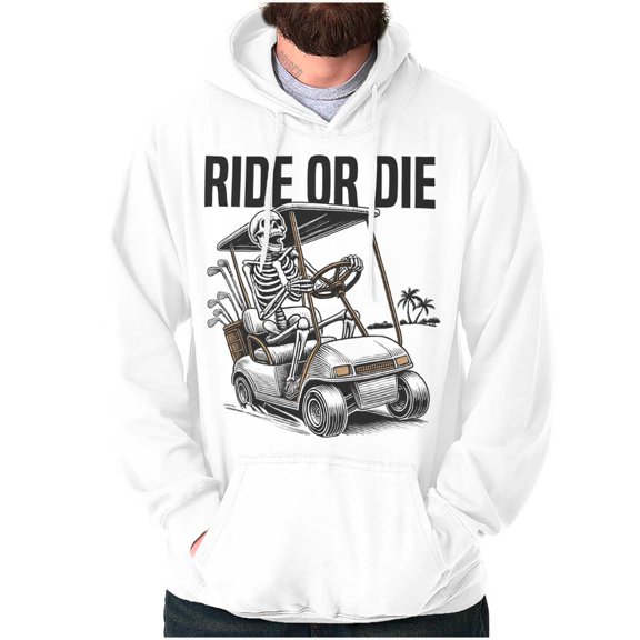 Funny Ride or Die Skeleton Golf Cart Hoodie Sweatshirt Women Men Brisco Brands S