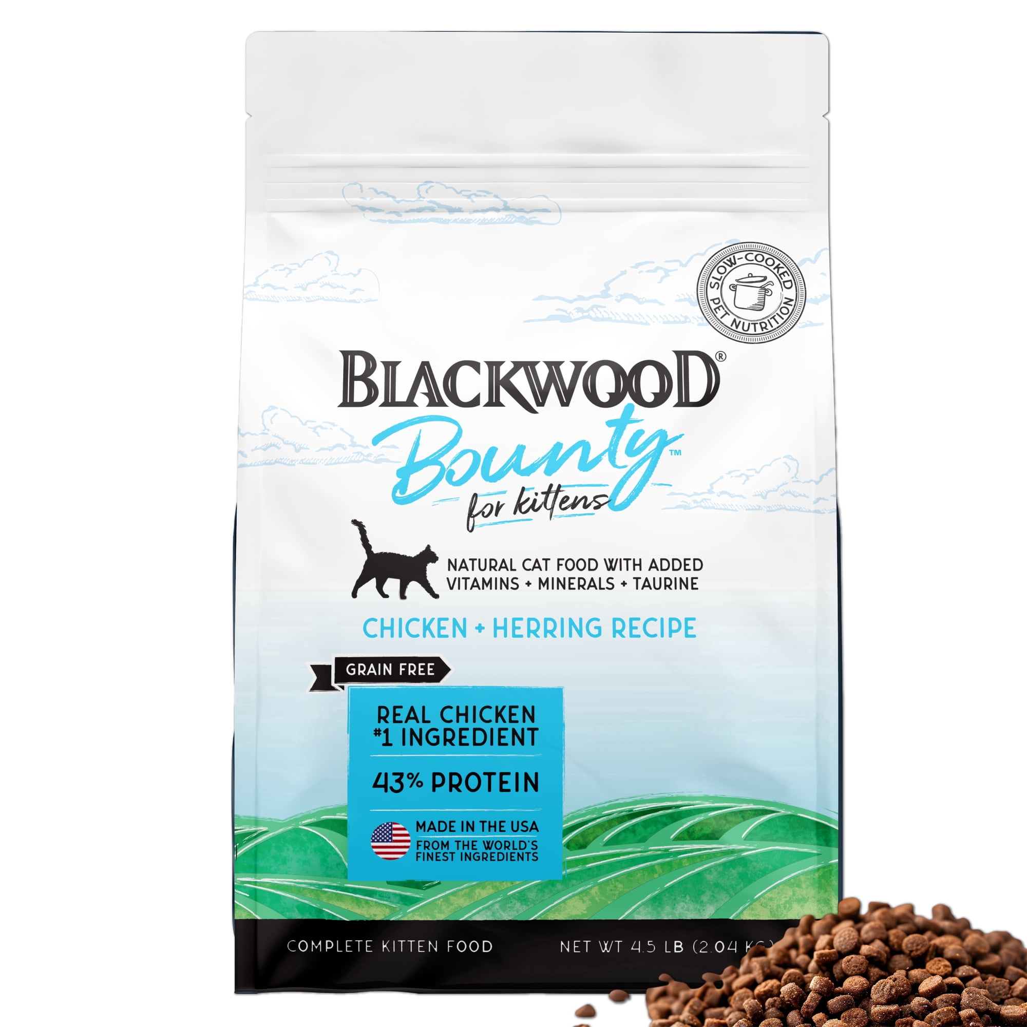 Blackwood Bounty Grain-Free Chicken & Herring Recipe Dry Cat Food for Kittens, 4.5 lb Bag