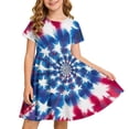 thumbnail image 2 of Odeerbi Niñas Día de La Independencia Vestido de Línea A Verano Patriótico Cuello Redondo Manga Corta Vestido Casual, 2 of 9